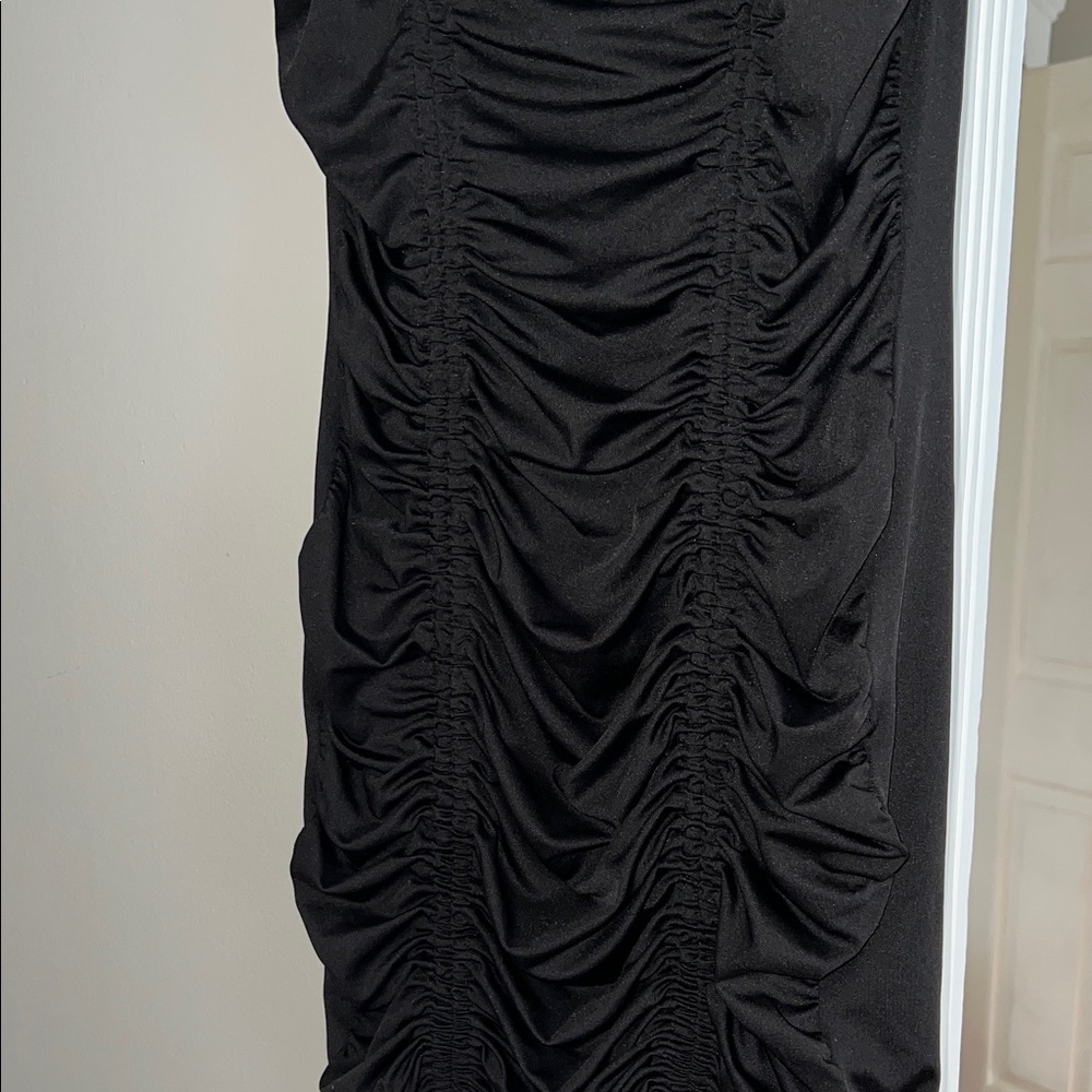 Fashion Nova Black Ruched Mini Dress